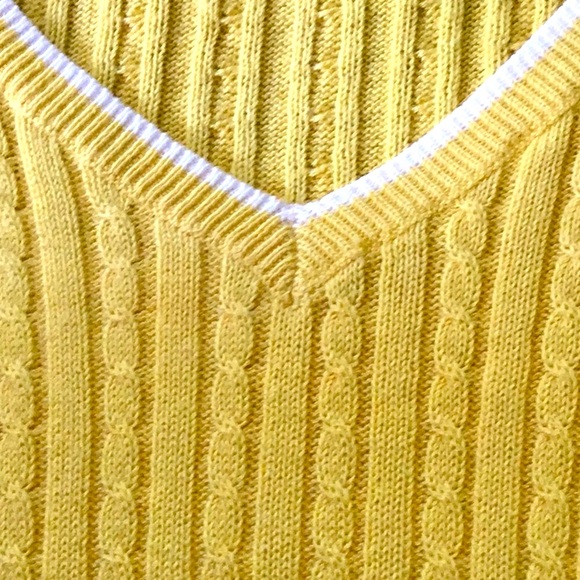 Lauren V-Neck 100%cotton Yellow Sweater, Size M - Picture 3 of 6